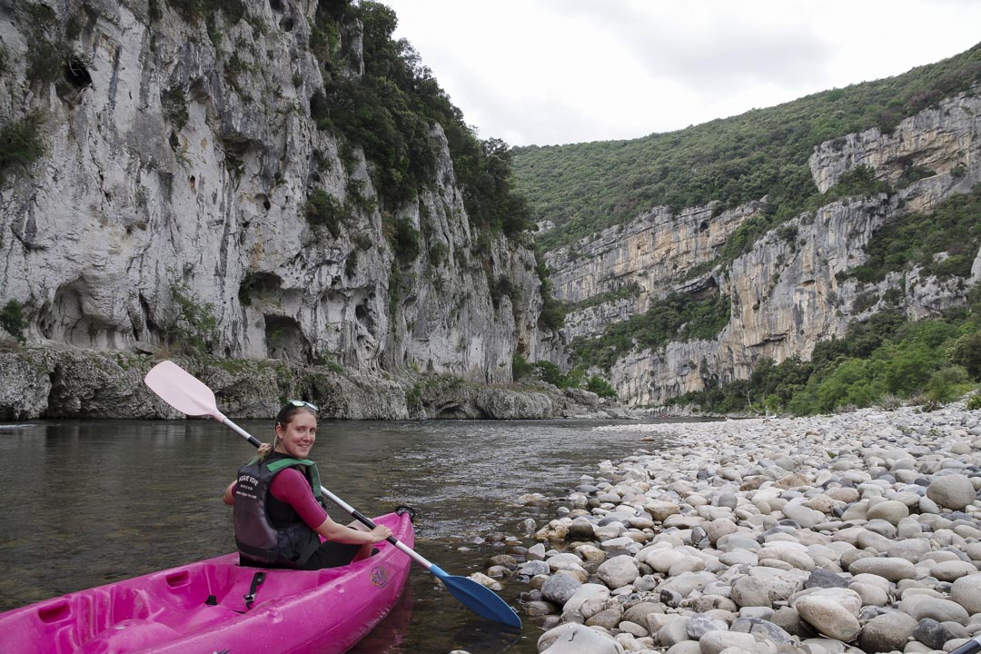 canoeing through the Ardeche Gorges