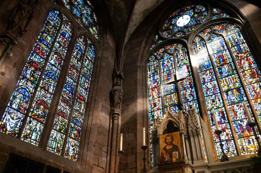 stained glass windows of the church of St. George in Selestat